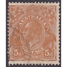Australian  King George V  5d Brown   Wmk  C of A  Plate Variety 3L31